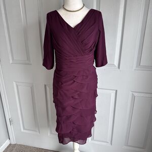 Chiffon Mother Of Bride Semi‎ Formal Wrap Bandage Column Dress Ruffle Layer READ